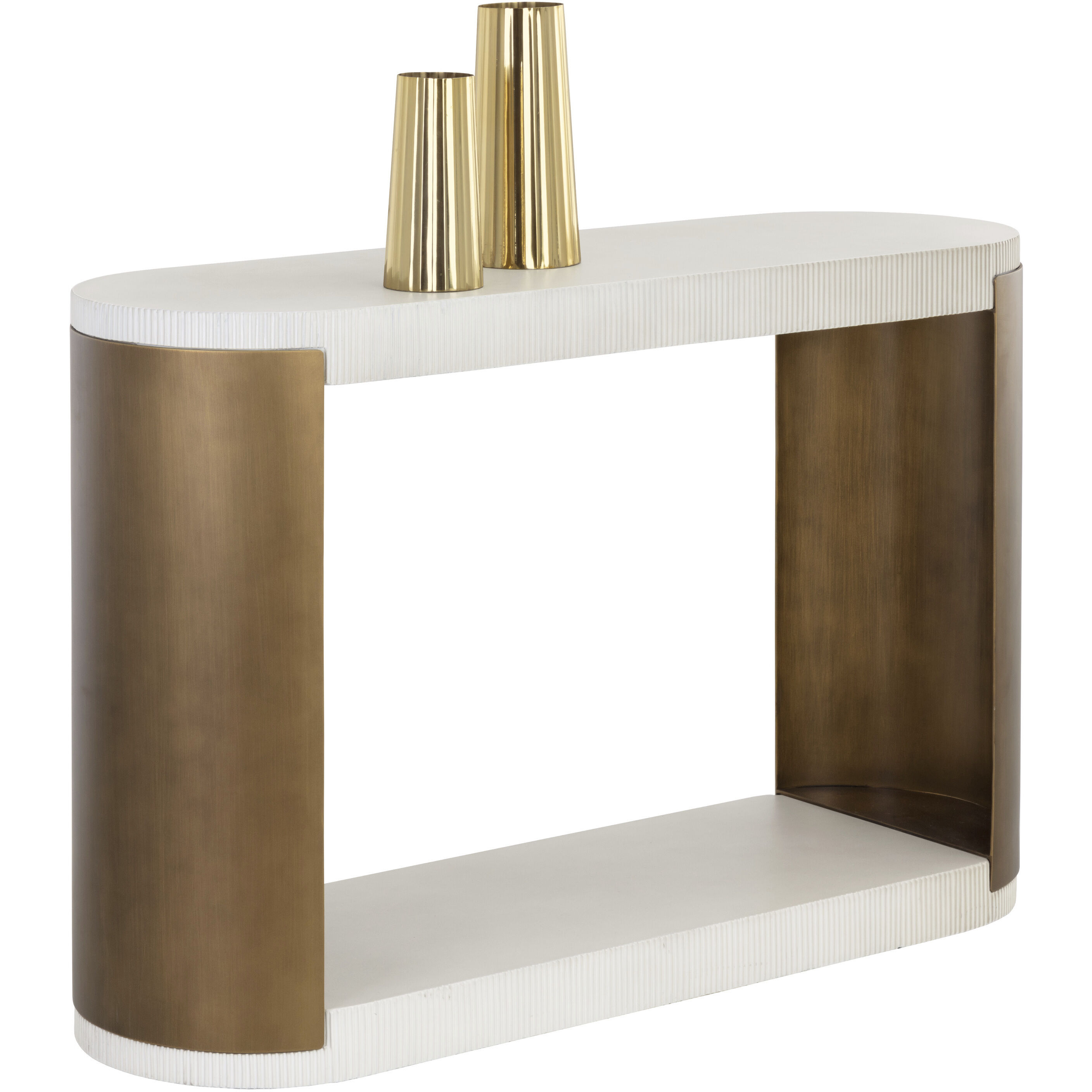 Cavette 50 X 32.5 inch White / Antique Brass Outdoor Console Table